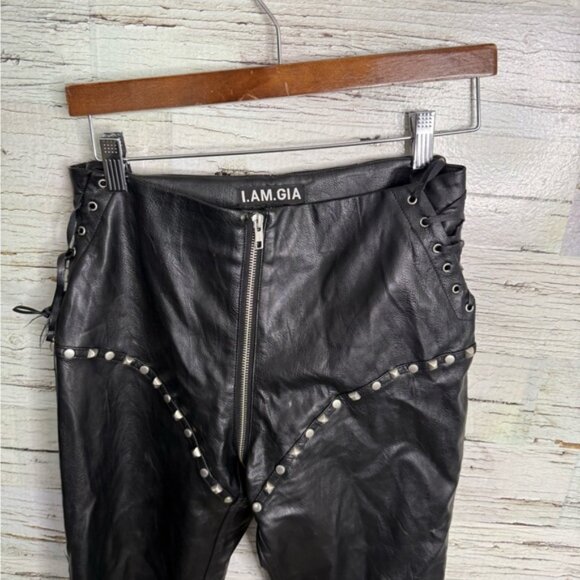 I AM GIA Leather Pants faux black size xs lace up - Picture 3 of 9